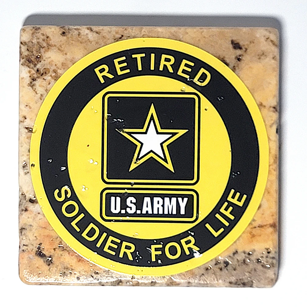 Travertine Stone Coaster - U.S. Army Retired - Image 6