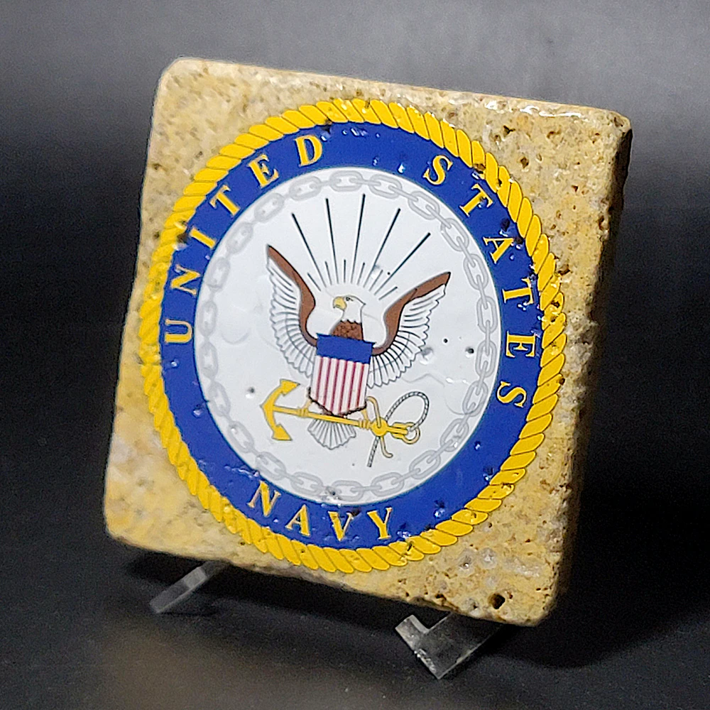 Travertine Stone Coaster - U.S. Navy - Image 3