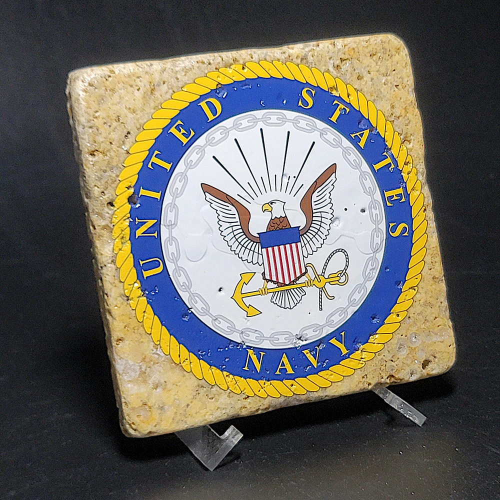 Travertine Stone Coaster - U.S. Navy - Image 2