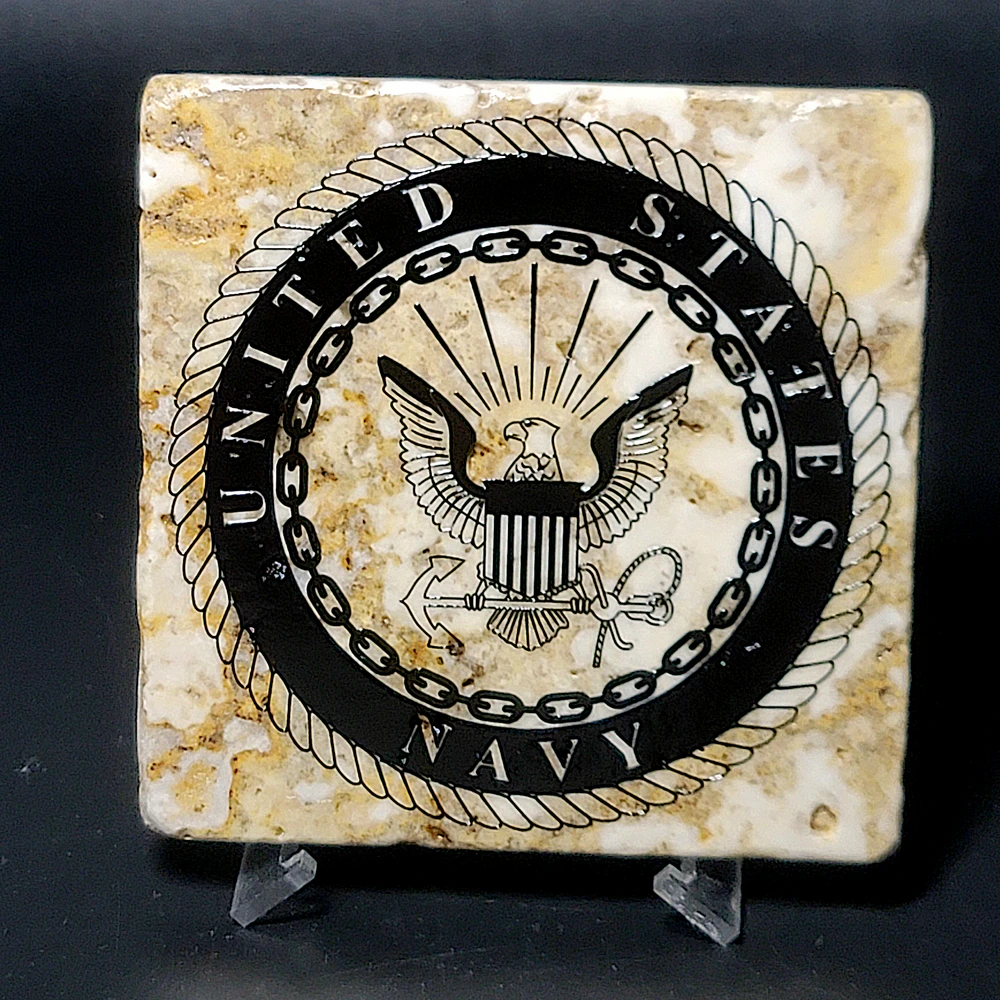 Travertine Stone Coaster - U.S. Navy - Image 9