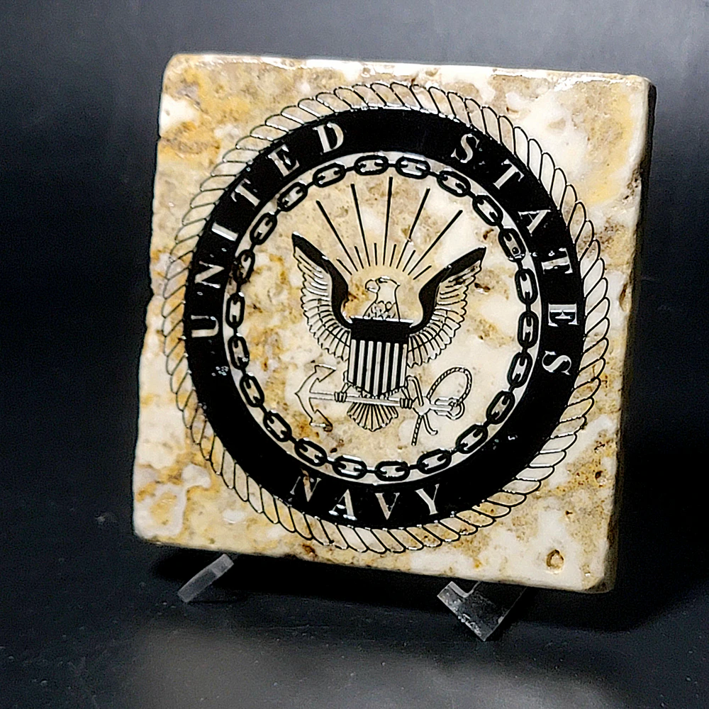 Travertine Stone Coaster - U.S. Navy - Image 8