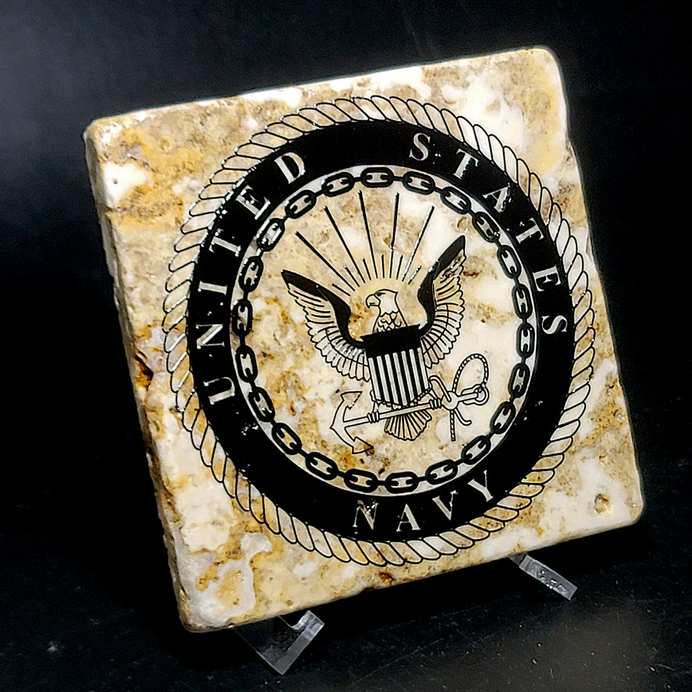 Travertine Stone Coaster - U.S. Navy - Image 7