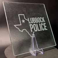 Sand-Carved Glass Cutting Board - Lubbock Police Department (Stacked)