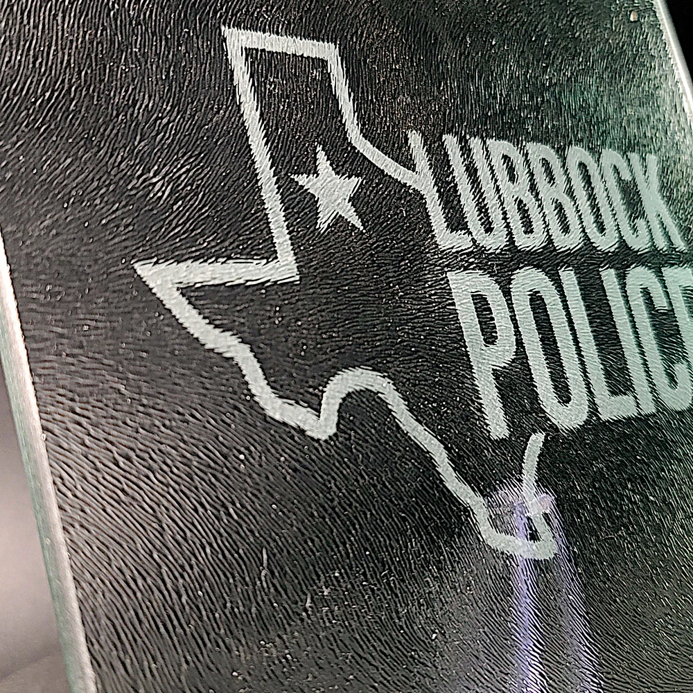 Sand-Carved Glass Cutting Board - Lubbock Police Department (Stacked) - Image 2
