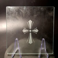 Sand-Carved Glass Cutting Board - Diamond Cross