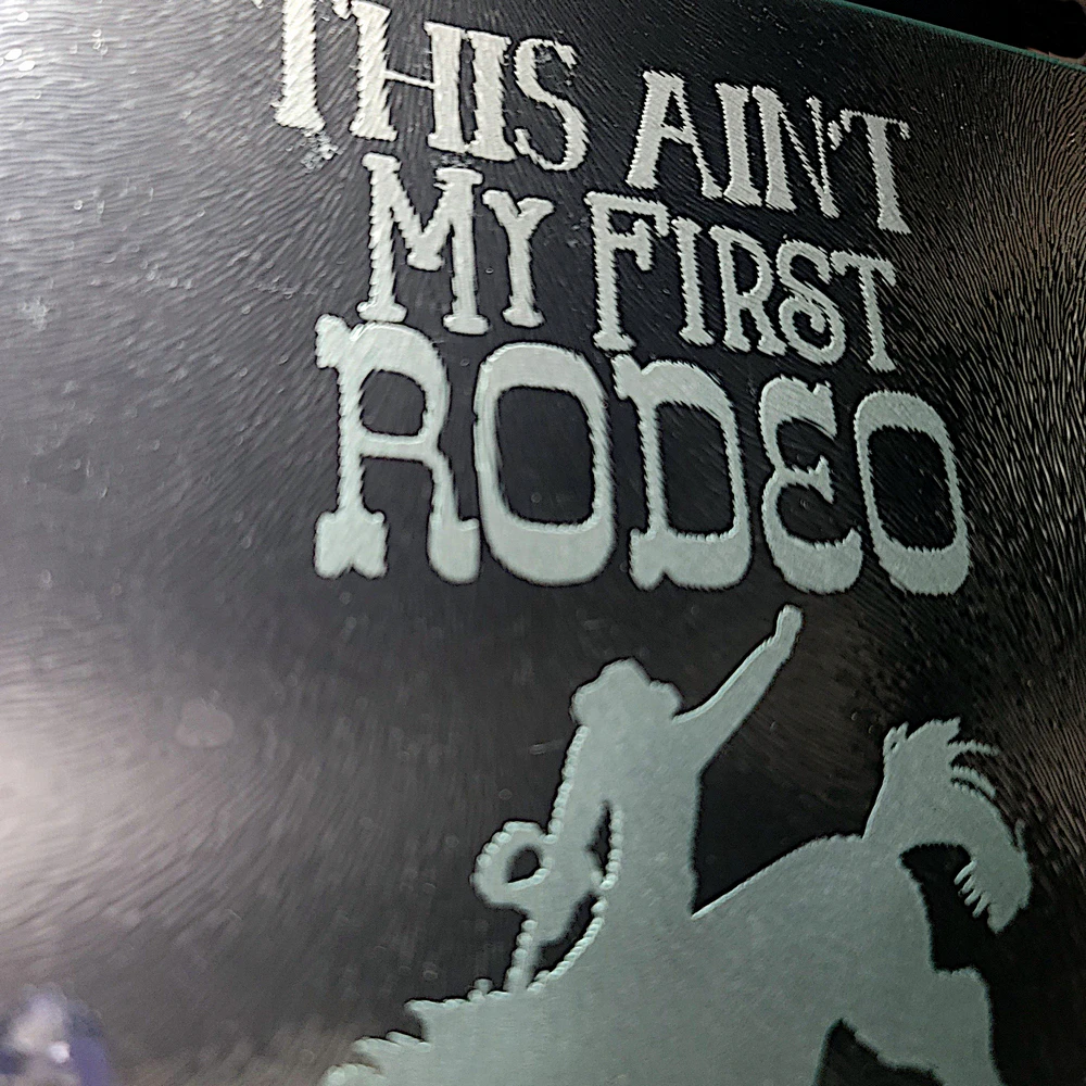 Sand-Carved Glass Cutting Board - This Ain't My First Rodeo (Cowboy) - Image 2