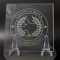 Sand-Carved Glass Cutting Board - City of Lubbock Police Department