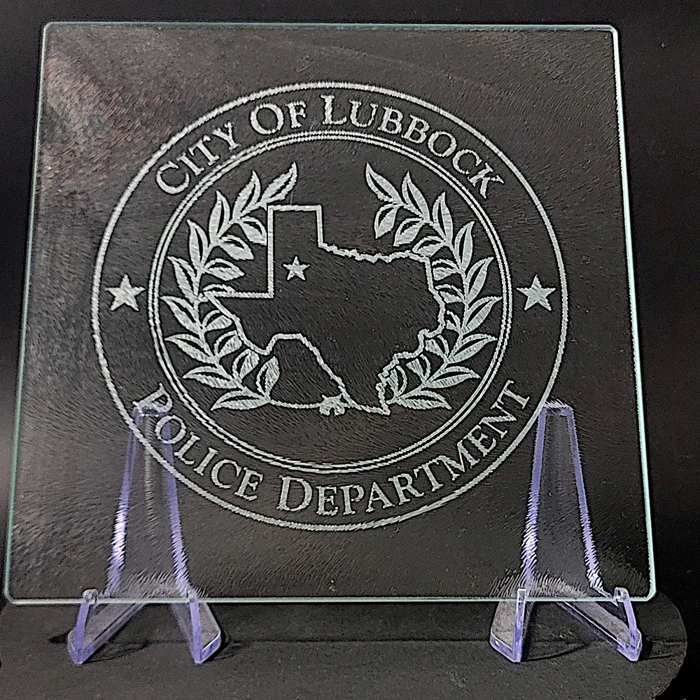 Sand-Carved Glass Cutting Board - City of Lubbock Police Department - Image 4