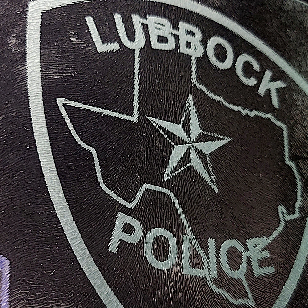 Sand-Carved Glass Cutting Board - Lubbock Police Department Patch - Image 3