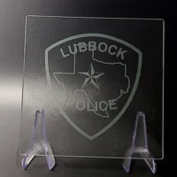 Sand-Carved Glass Cutting Board - Lubbock Police Department Patch