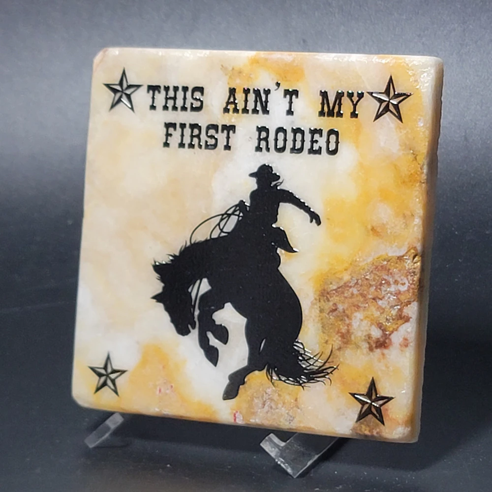 Travertine Stone Coaster -This Ain't My First Rodeo (Cowboy) - Image 6