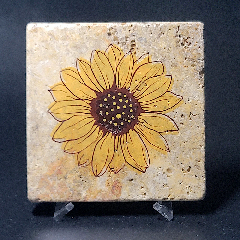 Travertine Stone Coaster - Sunflower 05 - Image 6