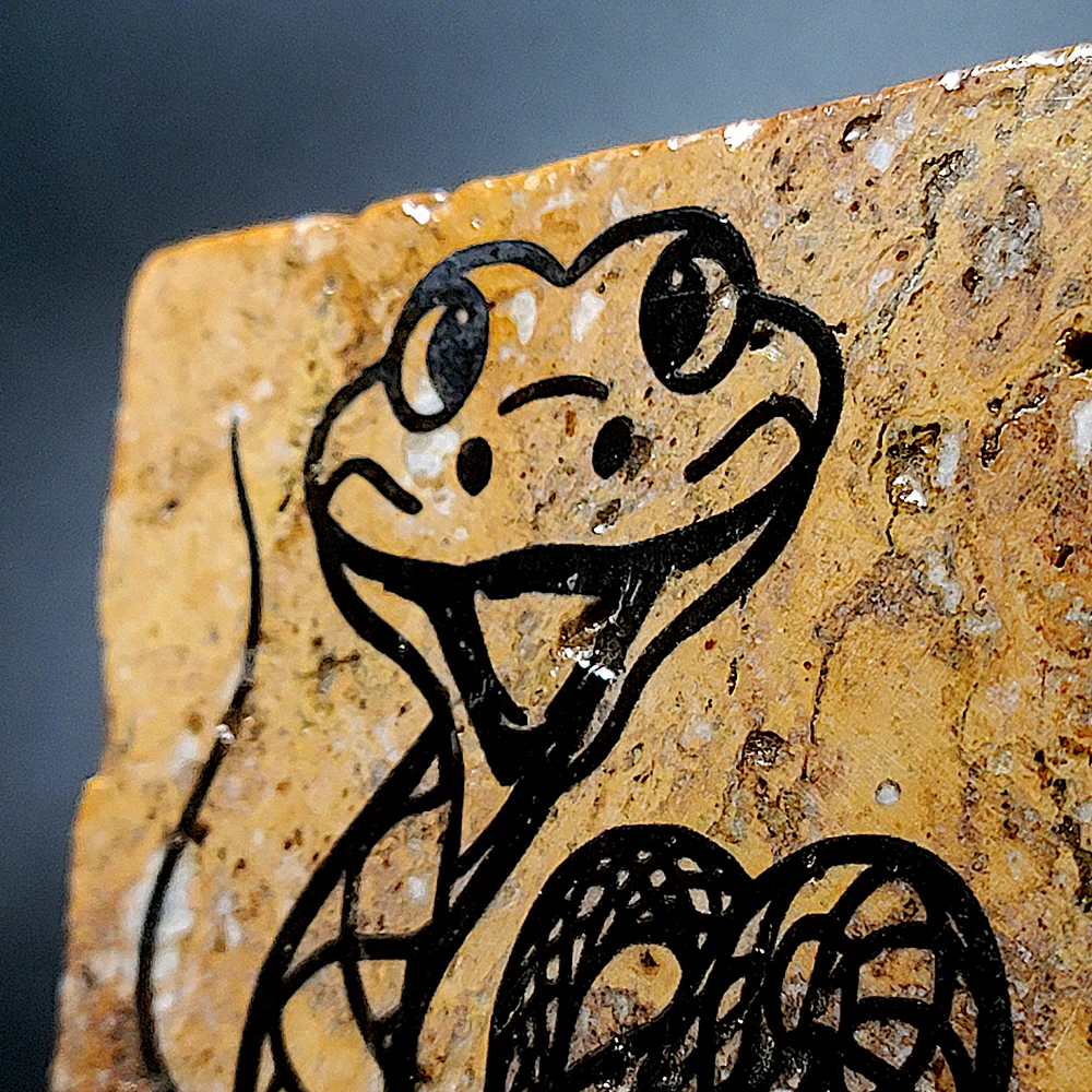 Travertine Stone Coaster - Caricature Snake - Image 5