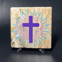 Travertine Stone Coaster -Cross (#15)