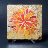 Travertine Stone Coaster - Watercolor Mandala