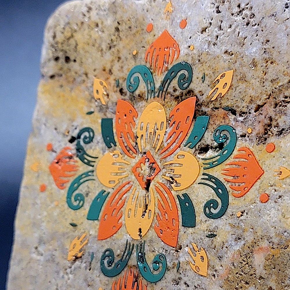 Travertine Stone Coaster - Colorful Mandala #8 - Image 4