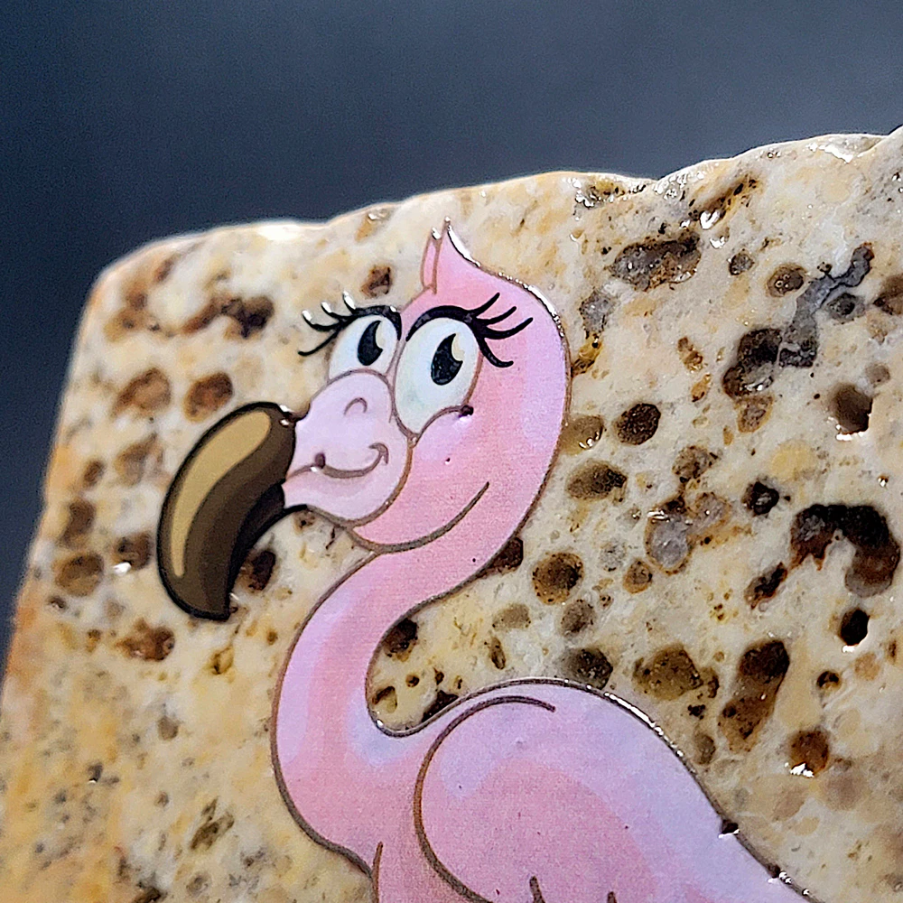 Travertine Stone Coaster - Flamingo Cartoon - Image 2