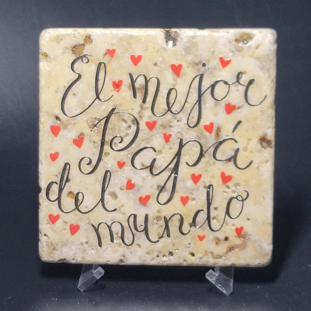Travertine Stone Coaster - The Father of the World (Spanish)