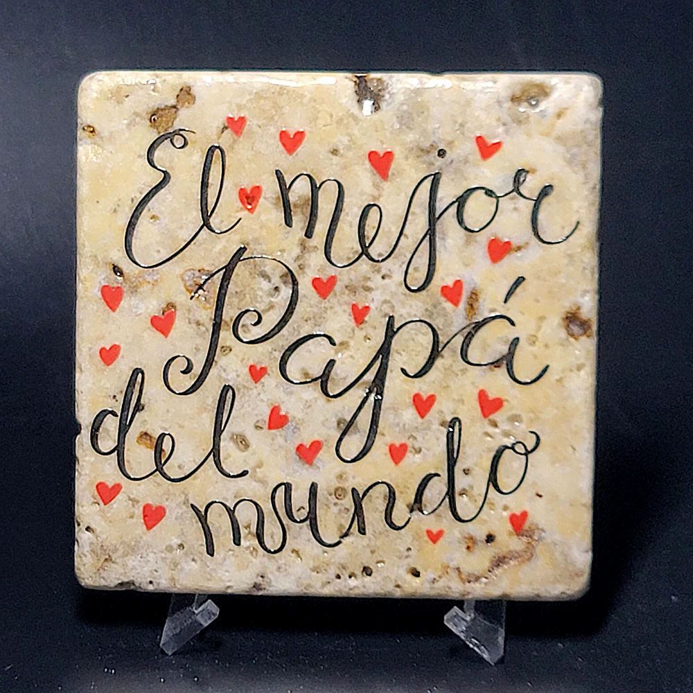 Travertine Stone Coaster - The Father of the World (Spanish) - Image 2